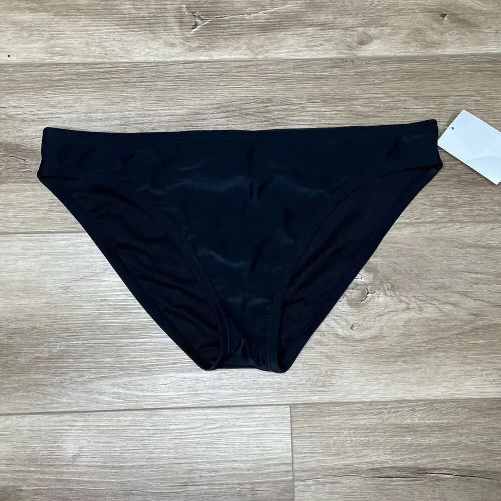 Adidas Women's Solid Black Full Coverage Hipster Bikini Swim Bottoms sz L